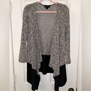 Black, Grey & White Open-Front Cardigan Sweater